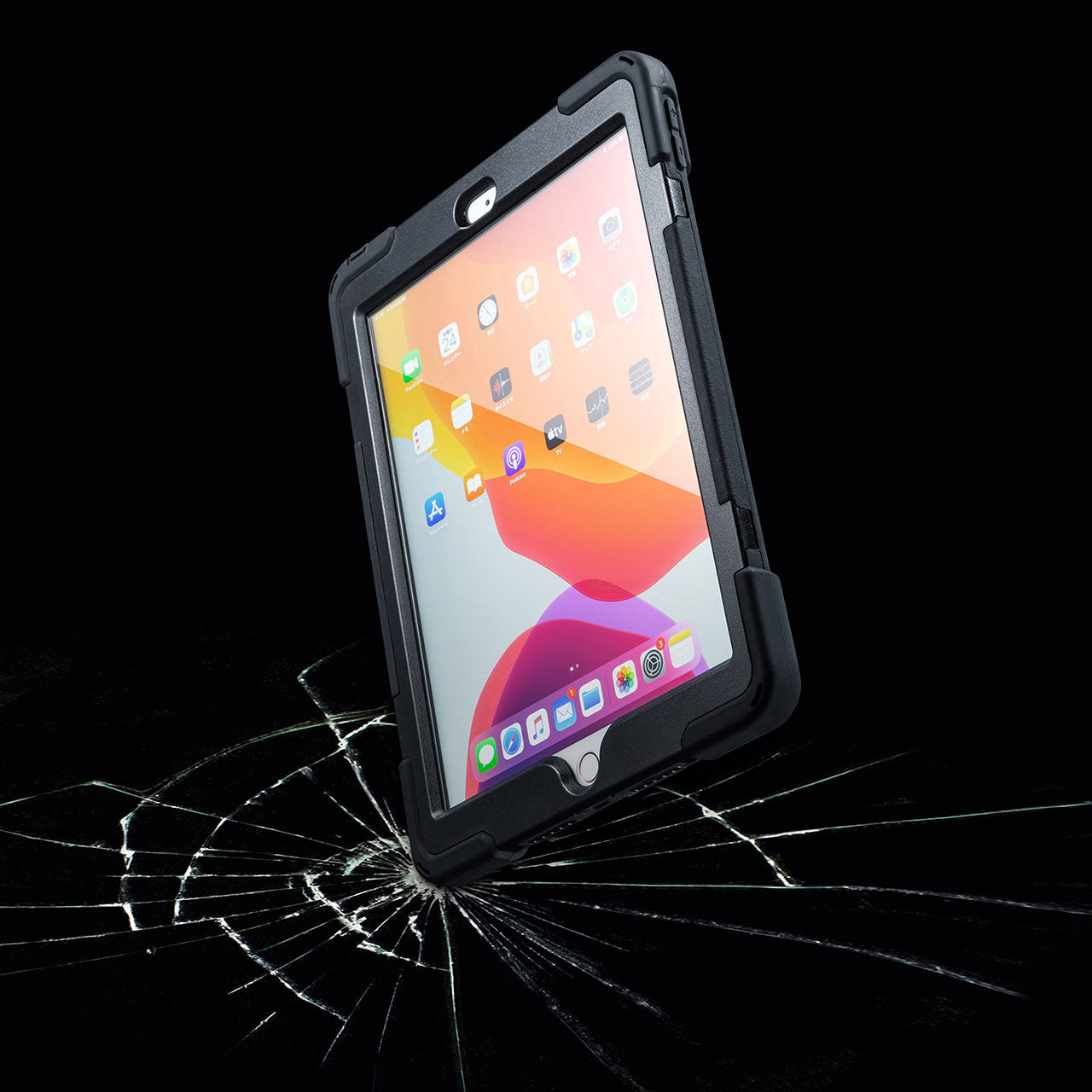 前面保護フィルター付耐衝撃ケース　PDA-IPAD1620BK