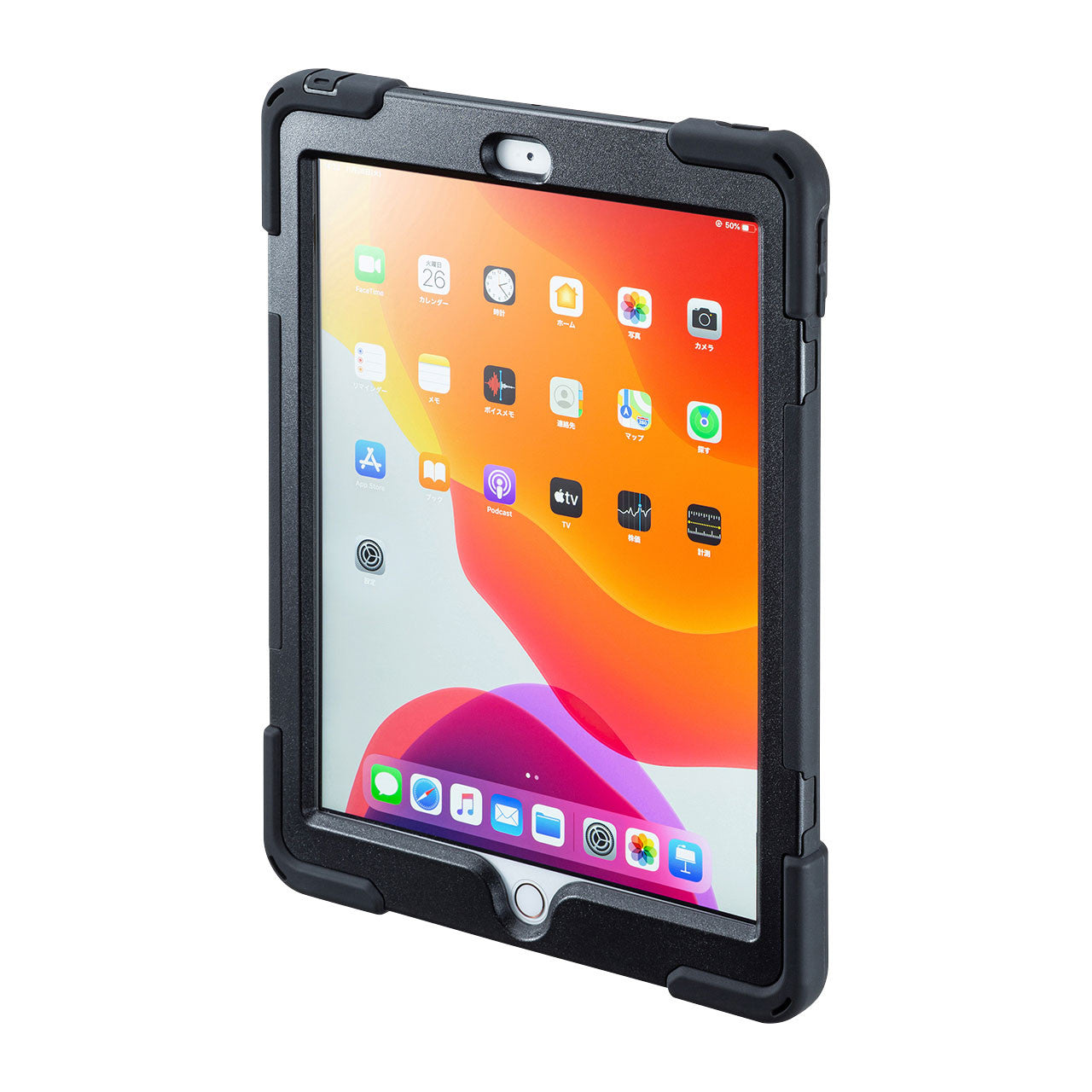 前面保護フィルター付耐衝撃ケース　PDA-IPAD1620BK